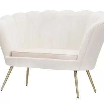 Canapea Vienna, Mauro Ferretti, 130x74x84 cm, catifea, crem imagine