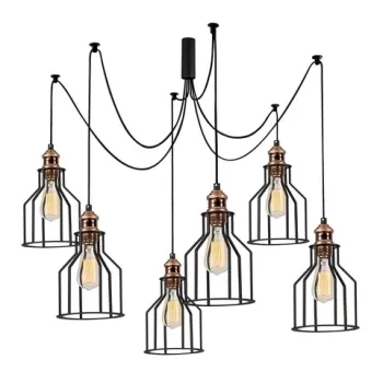 Candelabru Alacati N-1091, Noor, 110 x 137 cm, 6 x E27, 100W, negru imagine