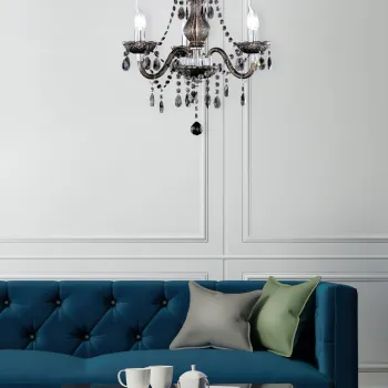 Candelabru Luster, RL, 46x150 cm, 40W, 3x E14, metal, maro rustic/negru imagine