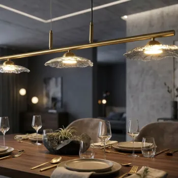 Candelabru, Mauro Ferretti, Emily, 3 x E27, 40W, 100x24x18 cm, fier/sticla, auriu/gri imagine