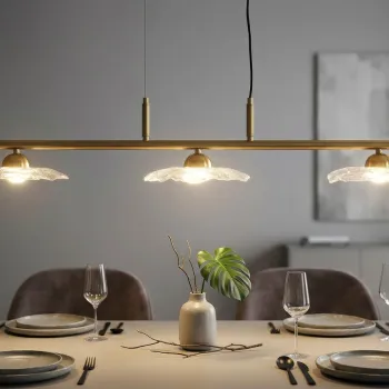 Candelabru, Mauro Ferretti, Emily, 3 x E27, 40W, 100x24x18 cm, fier/sticla, auriu/transparent imagine