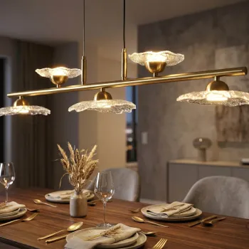 Candelabru, Mauro Ferretti, Emily, 5 x E27, 40W, 100x18x24 cm, fier/sticla, auriu/transparent imagine