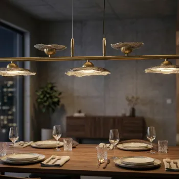 Candelabru, Mauro Ferretti, Emily, 5 x E27, 40W, 100x24x18 cm, fier/sticla, auriu/gri imagine