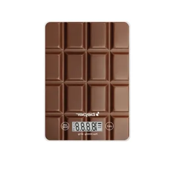 Cantar digital de bucatarie Beper, 15x21.5x1.5 cm, sticla, maro imagine