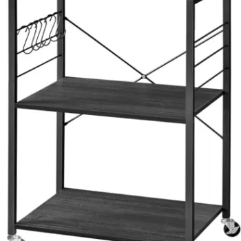 Carucior pentru depozitare bucatarie Vasagle. 60 x 40 x 89 cm, PAL/otel, stejar ebonizat/negru imagine