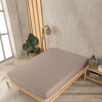 Cearceaf de pat cu elastic Jersey Double Small (DE), L'essentiel Maison, Cappuccino, Cappuccino imagine