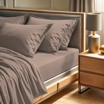 Cearceaf de pat cu elastic Ranforce Double (FR) (IT) (ES) (DE), L'essentiel Maison, Tonne Brune, Bej imagine