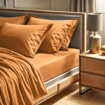 Cearceaf de pat cu elastic Ranforce Double XL (FR) (IT) (ES) (DE), L'essentiel Maison, Tonne Orage, Portocaliu imagine