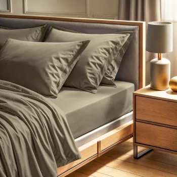 Cearceaf de pat cu elastic Ranforce Double XL (FR) (IT) (ES) (DE), L'essentiel Maison, Tonne Verte, Bej imagine