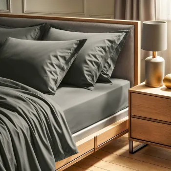 Cearceaf de pat cu elastic Ranforce Double XL (FR) (IT) (ES) (DE), L'essentiel Maison, Tonne Verte, Gri inchis imagine