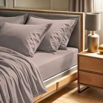 Cearceaf de pat cu elastic Ranforce King (FR) (IT) (ES) (DE), L'essentiel Maison, Tonne Brune, Bej imagine