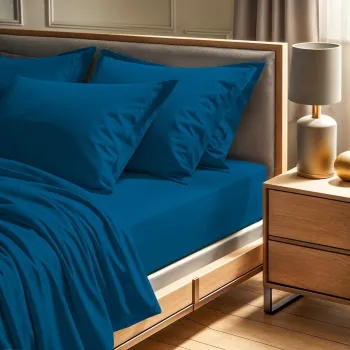 Cearceaf de pat cu elastic Ranforce King (FR) (IT) (ES) (DE), L'essentiel Maison, Tonne Marie, Albastru petrol imagine