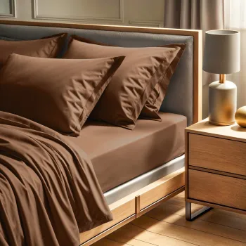 Cearceaf de pat cu elastic Ranforce Single (DE), L'essentiel Maison, Tonne Brune, Maro imagine