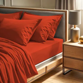 Cearceaf de pat cu elastic Ranforce Single (FR) (IT) (ES) (DE), L'essentiel Maison, Tonne Mixte, Caramiziu imagine