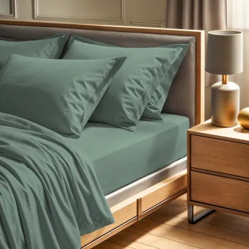 Cearceaf de pat cu elastic Ranforce Single (FR) (IT) (ES) (DE), L'essentiel Maison, Tonne Mixte, Verde imagine