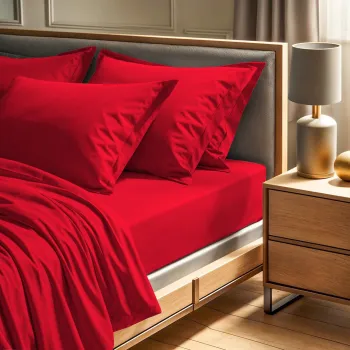 Cearceaf de pat cu elastic Ranforce Single (FR) (IT) (ES) (DE), L'essentiel Maison, Tonne Rosse, Rosu imagine