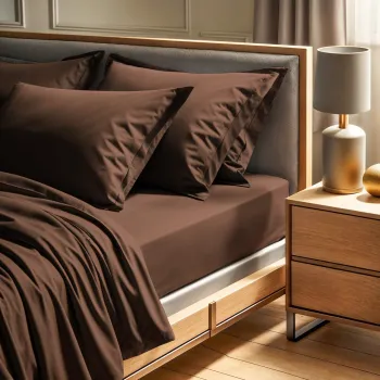 Cearceaf de pat cu elastic Ranforce Single Small (FR), L'essentiel Maison, Tonne Brune, Maro inchis imagine