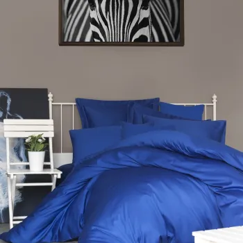 Cearceaf de pat cu elastic Satin Double (FR) (IT) (ES) DE), L'essentiel Maison, De Dark Blue, Albastru inchis imagine