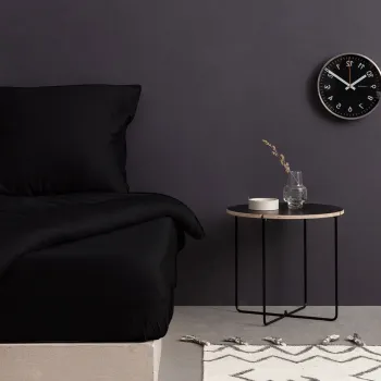 Cearceaf de pat cu elastic Satin Double XL (FR) (IT) (ES) DE), L'essentiel Maison, De Black, Negru imagine