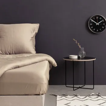 Cearceaf de pat cu elastic Satin Single Small (FR), L'essentiel Maison, De Beige, Bej imagine