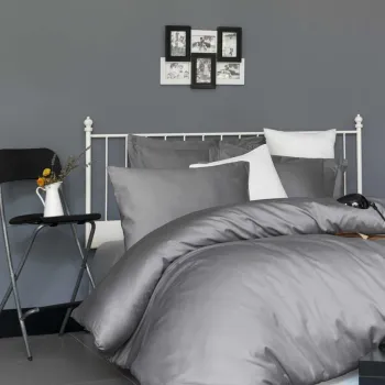Cearceaf de pat cu elastic Satin Single Small (FR), L'essentiel Maison, De Dark Grey, Gri inchis imagine