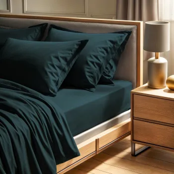 Cearceaf de pat Ranforce King, L'essentiel Maison, Tonne Mavie, Verde petrol imagine