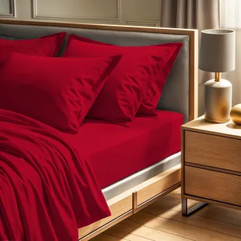 Cearceaf de pat Ranforce King, L'essentiel Maison, Tonne Rosse, Rosu claret imagine