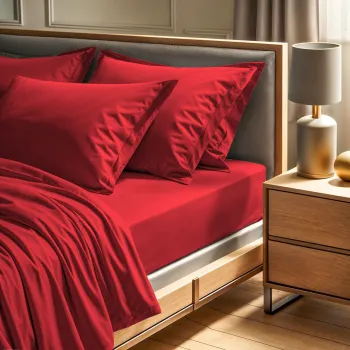 Cearceaf de pat Ranforce King, L'essentiel Maison, Tonne Rosse, Rosu imagine