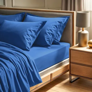 Cearceaf de pat Ranforce Single, L'essentiel Maison, Tonne Bleue, Albastru imagine