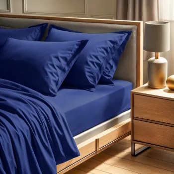 Cearceaf de pat Ranforce Single, L'essentiel Maison, Tonne Bleue, Albastru inchis imagine