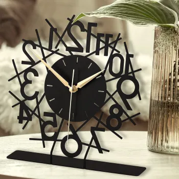 Ceas de masa, Lineal, 25x23 cm, Negru imagine