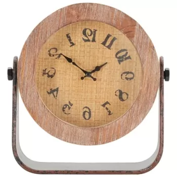 Ceas de masa, Mauro Ferretti, 23.5 x 7 x 24 cm, fier/lemn, maro imagine