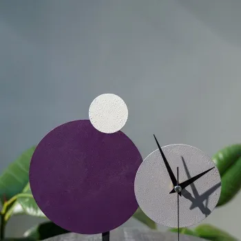 Ceas de masa, MYK2117-1, 26x25 cm, Mov / Gri / Ecru imagine