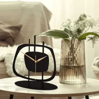 Ceas de masa, Pietra, 21x23 cm, Negru imagine
