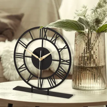 Ceas de masa, Roman, 25x23 cm, Negru imagine