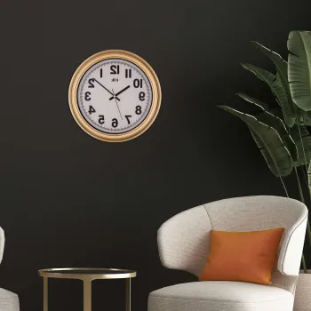 Ceas de perete decorativ, Auris, Dimensiune: 34 x 34 cm, Auriu imagine