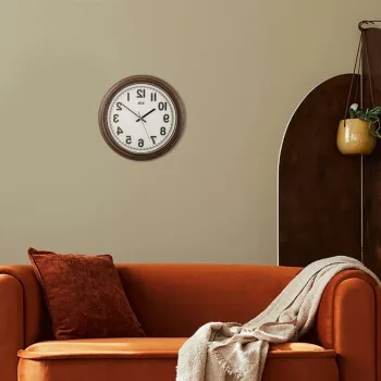 Ceas de perete decorativ, Auris, Dimensiune: 34 x 34 cm, Maro imagine