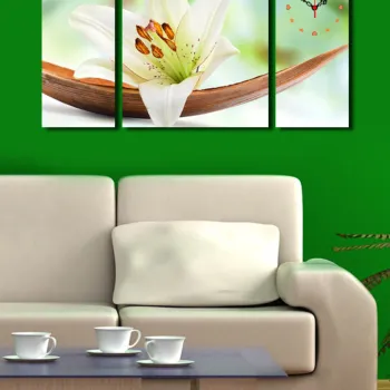 Ceas de perete decorativ din panza (3 bucati), 3P204045CS-3, Dimensiune: 20 x 45 cm (2 bucati), Multicolor imagine