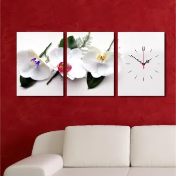 Ceas de perete decorativ din panza (3 bucati), 3P3040CS-13, 30 x 40 cm, 3 piese, Multicolor imagine