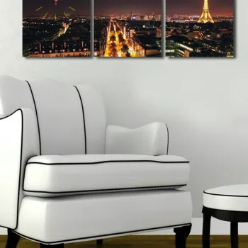 Ceas de perete decorativ din panza (3 bucati), 3P3040CS-66, 30 x 40 cm, 3 piese, Multicolor imagine