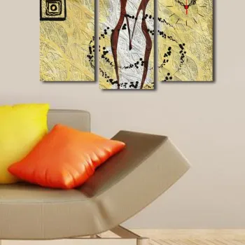 Ceas de perete decorativ din panza (3 bucati), 3PATCS-24, 20 x 39 cm, 2 piese, Multicolor imagine