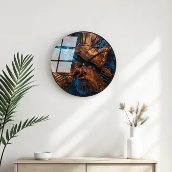 Ceas de perete decorativ din sticla, Huhu332, Diametru: 40 cm (1 bucata), Multicolor imagine