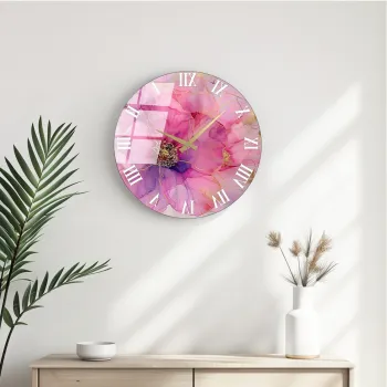 Ceas de perete decorativ din sticla, Huhu339, Diametru: 40 cm (1 bucata), Multicolor imagine
