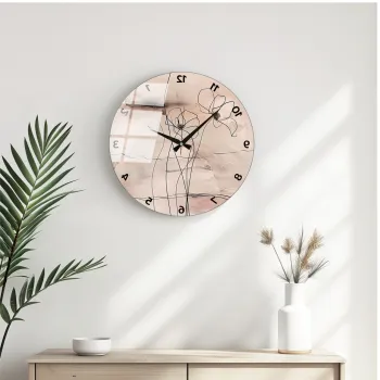 Ceas de perete decorativ din sticla, Huhu343, Diametru: 40 cm (1 bucata), Multicolor imagine
