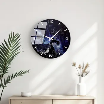 Ceas de perete decorativ din sticla, Huhu344, Diametru: 40 cm (1 bucata), Multicolor imagine