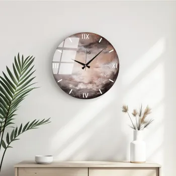 Ceas de perete decorativ din sticla, Huhu347, Diametru: 40 cm (1 bucata), Multicolor imagine