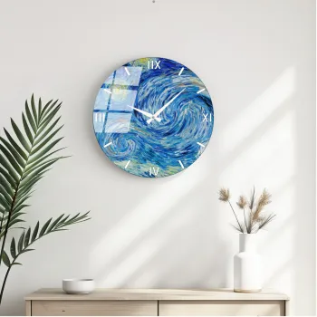 Ceas de perete decorativ din sticla, Huhu352, Diametru: 40 cm (1 bucata), Multicolor imagine