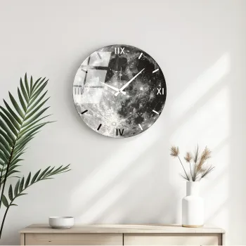 Ceas de perete decorativ din sticla, Huhu353, Diametru: 40 cm (1 bucata), Multicolor imagine