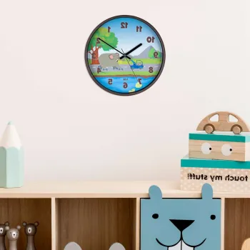 Ceas de perete decorativ, Elephant, Dimensiune: 30,5 x 30,5 cm, Maro imagine