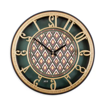Ceas de perete decorativ, Hisar Emerald Design, Dimensiune: 40 x 40 cm, Maro / Verde imagine